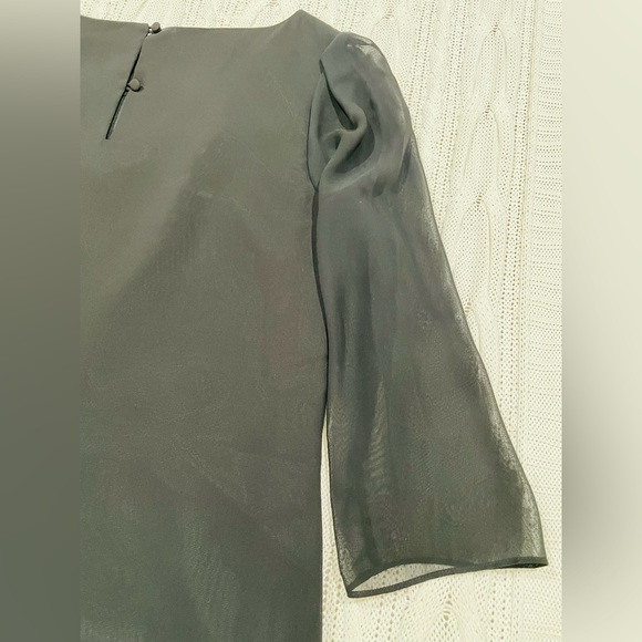 Monsoon Black Embroidered Above Knee Dress Sheer Sleeves Size 10 - Picture 8 of 13